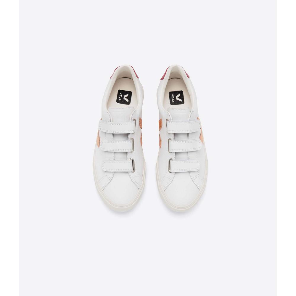 Αθλητικά Παπούτσια γυναικεια Veja 3-LOCK LEATHER White/Red | GR 607RVD